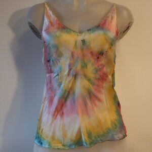 AQC Clothing Multicolor Tie Dye Silk Blend Spaghetti Strap Cami Tank Top 0 *